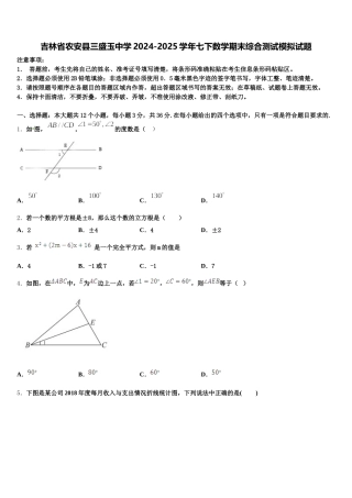 吉林省农安县三盛玉中学2024-2025学年七下数学期末综合测试模拟试题含解析