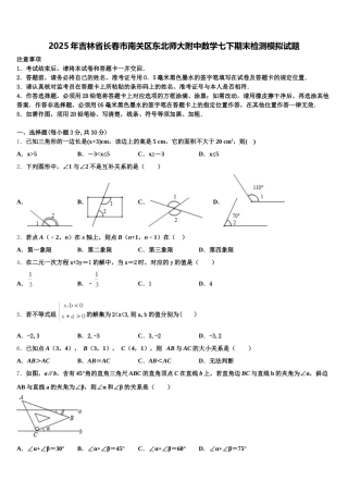 2025年吉林省长春市南关区东北师大附中数学七下期末检测模拟试题含解析