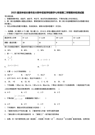 2025届吉林省长春市吉大附中实验学校数学七年级第二学期期末检测试题含解析