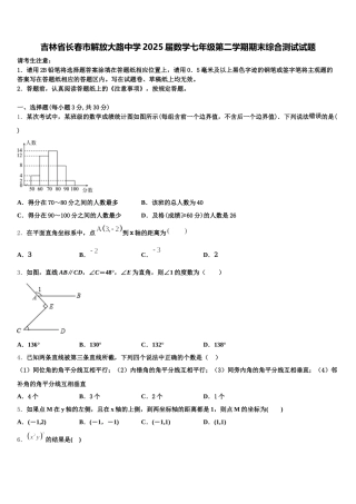 吉林省长春市解放大路中学2025届数学七年级第二学期期末综合测试试题含解析