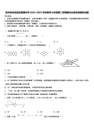 吉林省农安县合隆镇中学2024-2025学年数学七年级第二学期期末达标检测模拟试题含解析