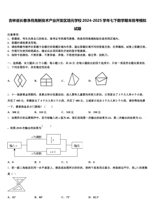 吉林省长春净月高新技术产业开发区培元学校2024-2025学年七下数学期末统考模拟试题含解析