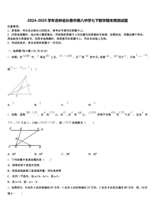 2024-2025学年吉林省长春市第八中学七下数学期末预测试题含解析