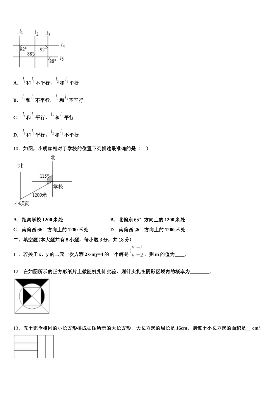 2024-2025学年吉林省白城市洮北区三合乡中学七年级数学第二学期期末质量跟踪监视试题含解析_第3页
