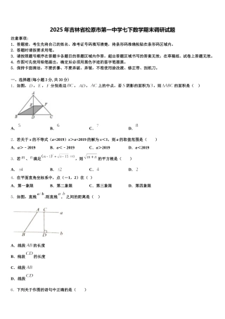 2025年吉林省松原市第一中学七下数学期末调研试题含解析