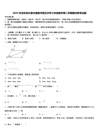 2025年吉林省长春市德惠市第五中学七年级数学第二学期期末联考试题含解析