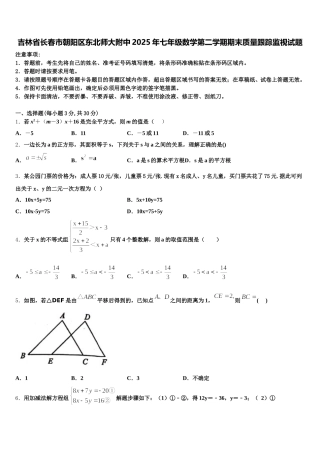 吉林省长春市朝阳区东北师大附中2025年七年级数学第二学期期末质量跟踪监视试题含解析