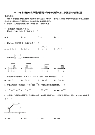2025年吉林省东北师范大附属中学七年级数学第二学期期末考试试题含解析