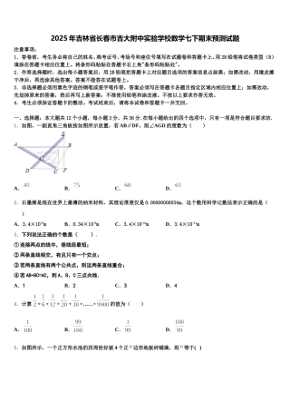 2025年吉林省长春市吉大附中实验学校数学七下期末预测试题含解析