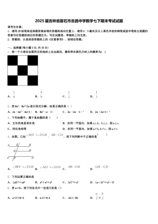 2025届吉林省磐石市吉昌中学数学七下期末考试试题含解析
