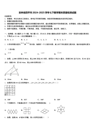 吉林省四平市2024-2025学年七下数学期末质量检测试题含解析