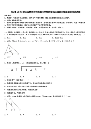 2024-2025学年吉林省吉林市第七中学数学七年级第二学期期末预测试题含解析