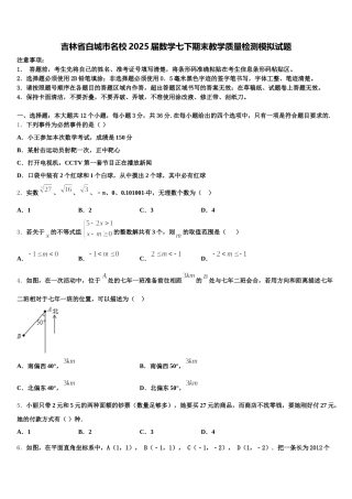 吉林省白城市名校2025届数学七下期末教学质量检测模拟试题含解析