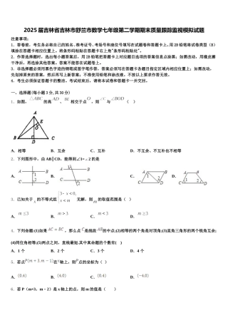 2025届吉林省吉林市舒兰市数学七年级第二学期期末质量跟踪监视模拟试题含解析