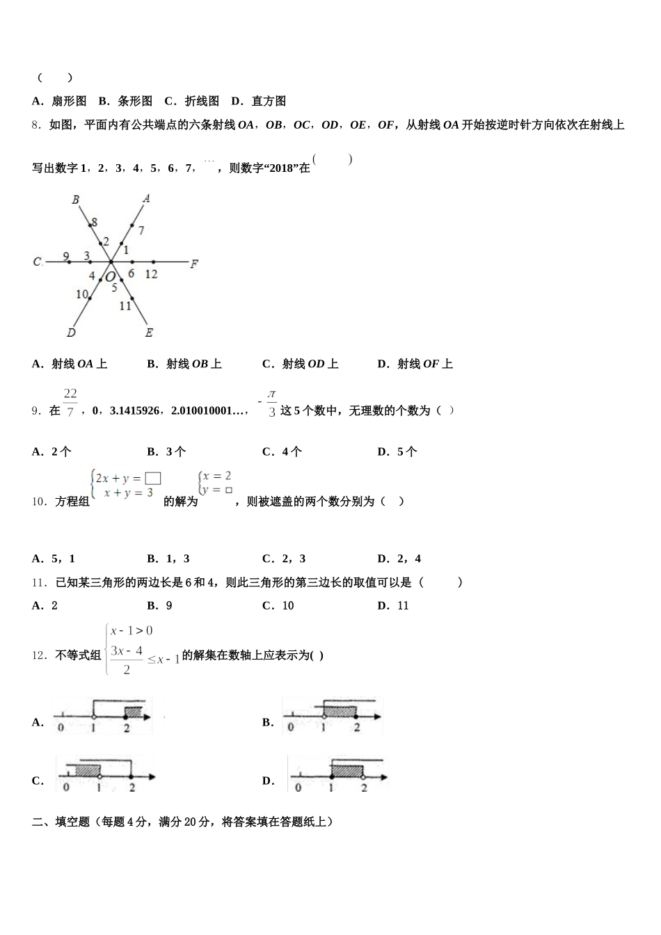 2025年吉林省汪清县七下数学期末学业水平测试模拟试题含解析_第2页