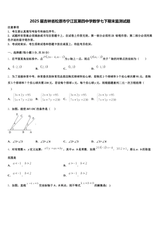 2025届吉林省松原市宁江区第四中学数学七下期末监测试题含解析