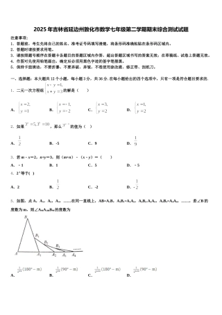 2025年吉林省延边州敦化市数学七年级第二学期期末综合测试试题含解析