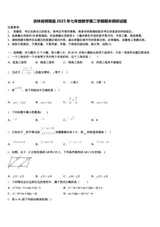 吉林省辉南县2025年七年级数学第二学期期末调研试题含解析