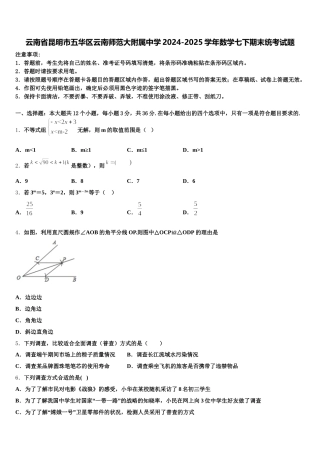 云南省昆明市五华区云南师范大附属中学2024-2025学年数学七下期末统考试题含解析