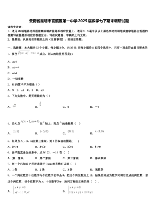 云南省昆明市官渡区第一中学2025届数学七下期末调研试题含解析