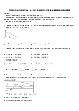 云南省昆明市官渡区2024-2025学年数学七下期末学业质量监测模拟试题含解析