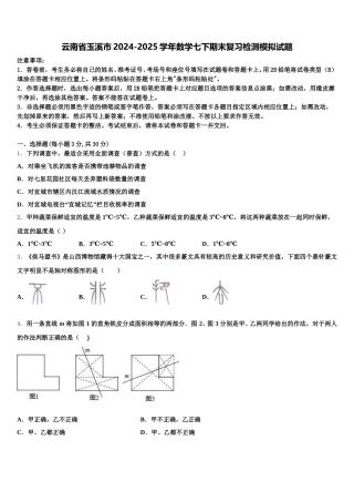 云南省玉溪市2024-2025学年数学七下期末复习检测模拟试题含解析