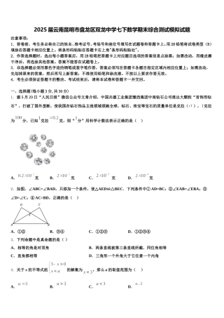 2025届云南昆明市盘龙区双龙中学七下数学期末综合测试模拟试题含解析
