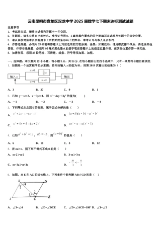 云南昆明市盘龙区双龙中学2025届数学七下期末达标测试试题含解析
