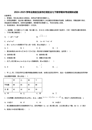 2024-2025学年云南省玉溪市红塔区云七下数学期末考试模拟试题含解析