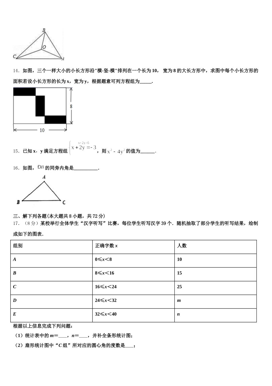 2024-2025学年云南省涧南彝族自治县七年级数学第二学期期末复习检测试题含解析_第3页