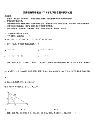 云南省曲靖市名校2025年七下数学期末预测试题含解析