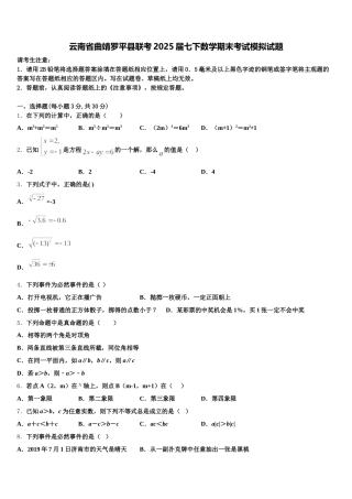 云南省曲靖罗平县联考2025届七下数学期末考试模拟试题含解析