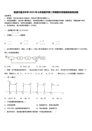 昭通市重点中学2025年七年级数学第二学期期末质量跟踪监视试题含解析