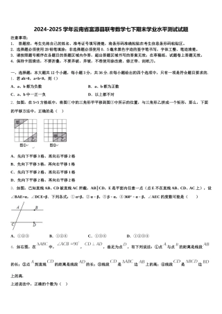 2024-2025学年云南省富源县联考数学七下期末学业水平测试试题含解析
