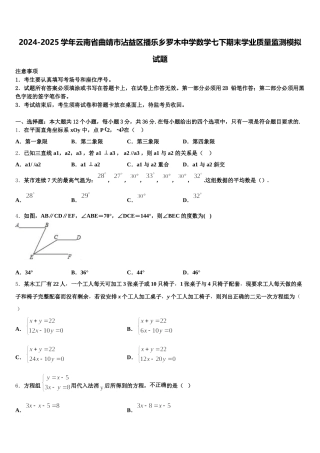 2024-2025学年云南省曲靖市沾益区播乐乡罗木中学数学七下期末学业质量监测模拟试题含解析