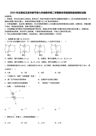 2025年云南省玉溪市新平县七年级数学第二学期期末质量跟踪监视模拟试题含解析