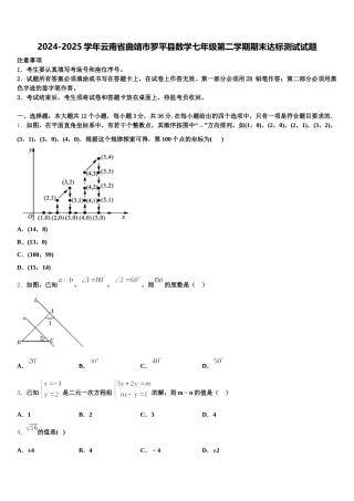 2024-2025学年云南省曲靖市罗平县数学七年级第二学期期末达标测试试题含解析