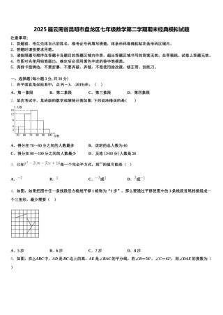 2025届云南省昆明市盘龙区七年级数学第二学期期末经典模拟试题含解析