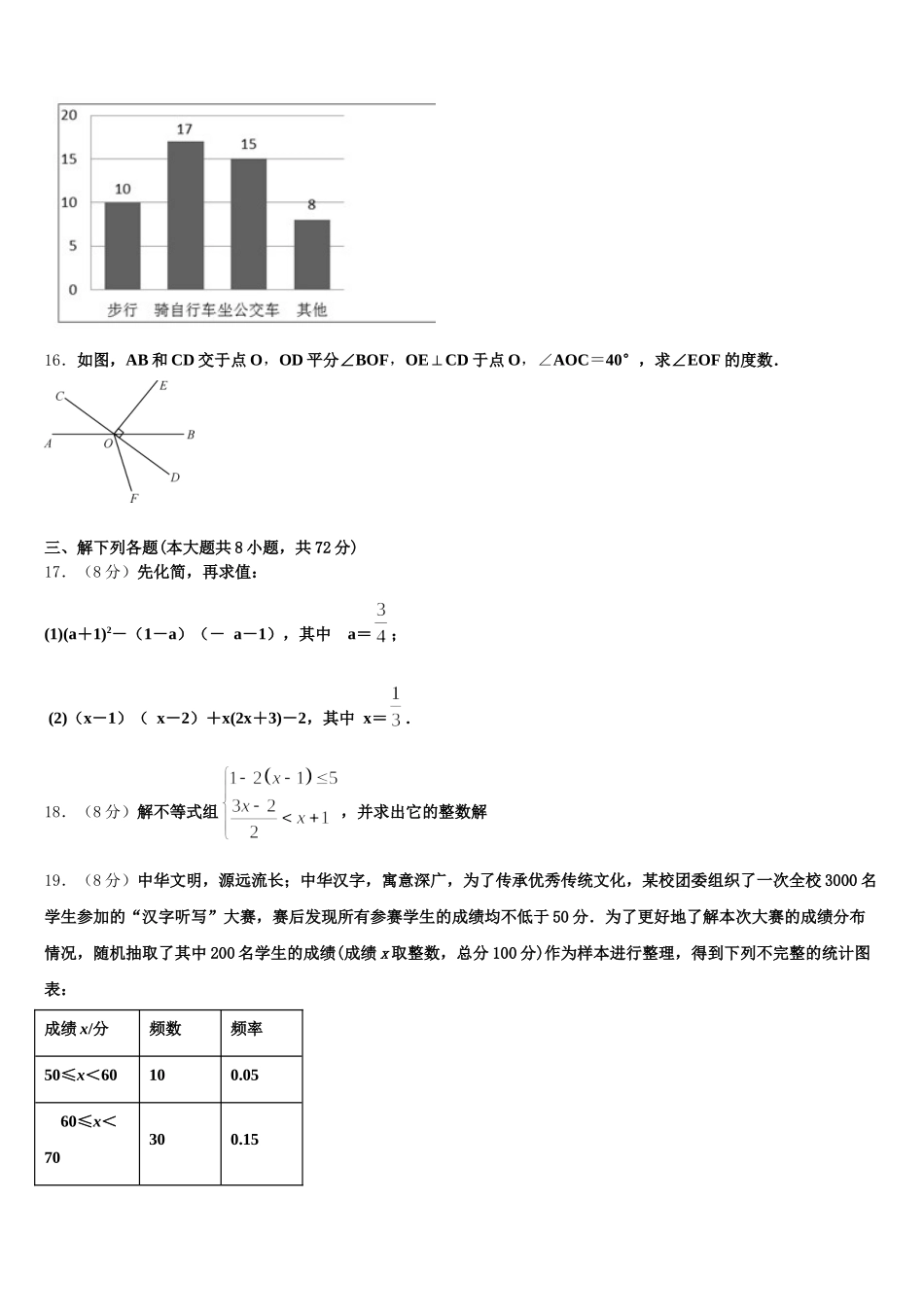 2025届云南省昆明市十县数学七年级第二学期期末学业水平测试模拟试题含解析_第3页