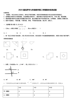 2025届拉萨市七年级数学第二学期期末检测试题含解析