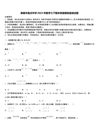 那曲市重点中学2025年数学七下期末质量跟踪监视试题含解析