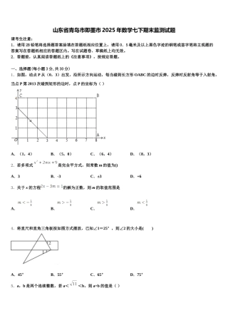 山东省青岛市即墨市2025年数学七下期末监测试题含解析