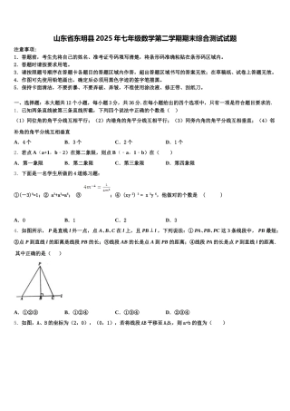 山东省东明县2025年七年级数学第二学期期末综合测试试题含解析