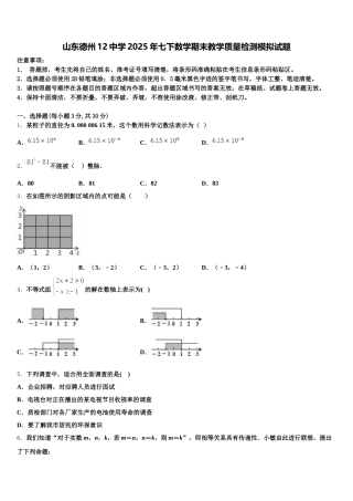 山东德州12中学2025年七下数学期末教学质量检测模拟试题含解析