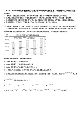 2024-2025学年山东省泰安岱岳区六校联考七年级数学第二学期期末达标测试试题含解析