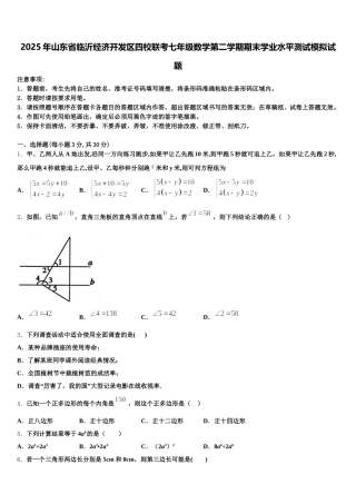 2025年山东省临沂经济开发区四校联考七年级数学第二学期期末学业水平测试模拟试题含解析
