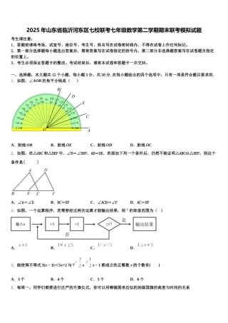 2025年山东省临沂河东区七校联考七年级数学第二学期期末联考模拟试题含解析