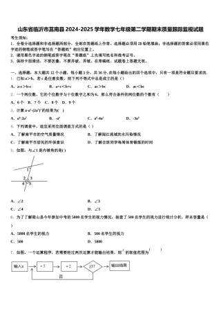 山东省临沂市莒南县2024-2025学年数学七年级第二学期期末质量跟踪监视试题含解析