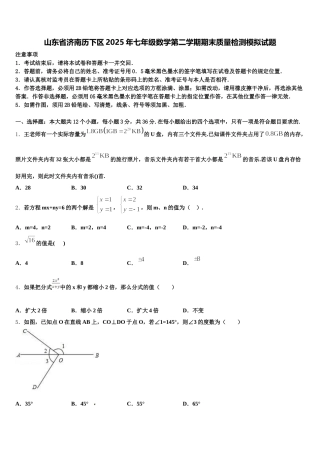 山东省济南历下区2025年七年级数学第二学期期末质量检测模拟试题含解析