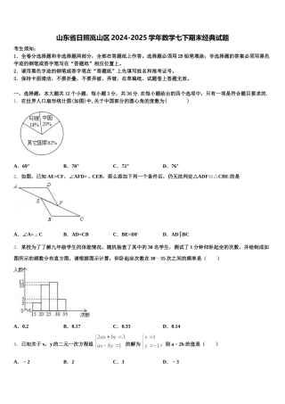 山东省日照岚山区2024-2025学年数学七下期末经典试题含解析
